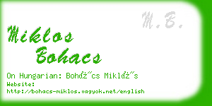 miklos bohacs business card